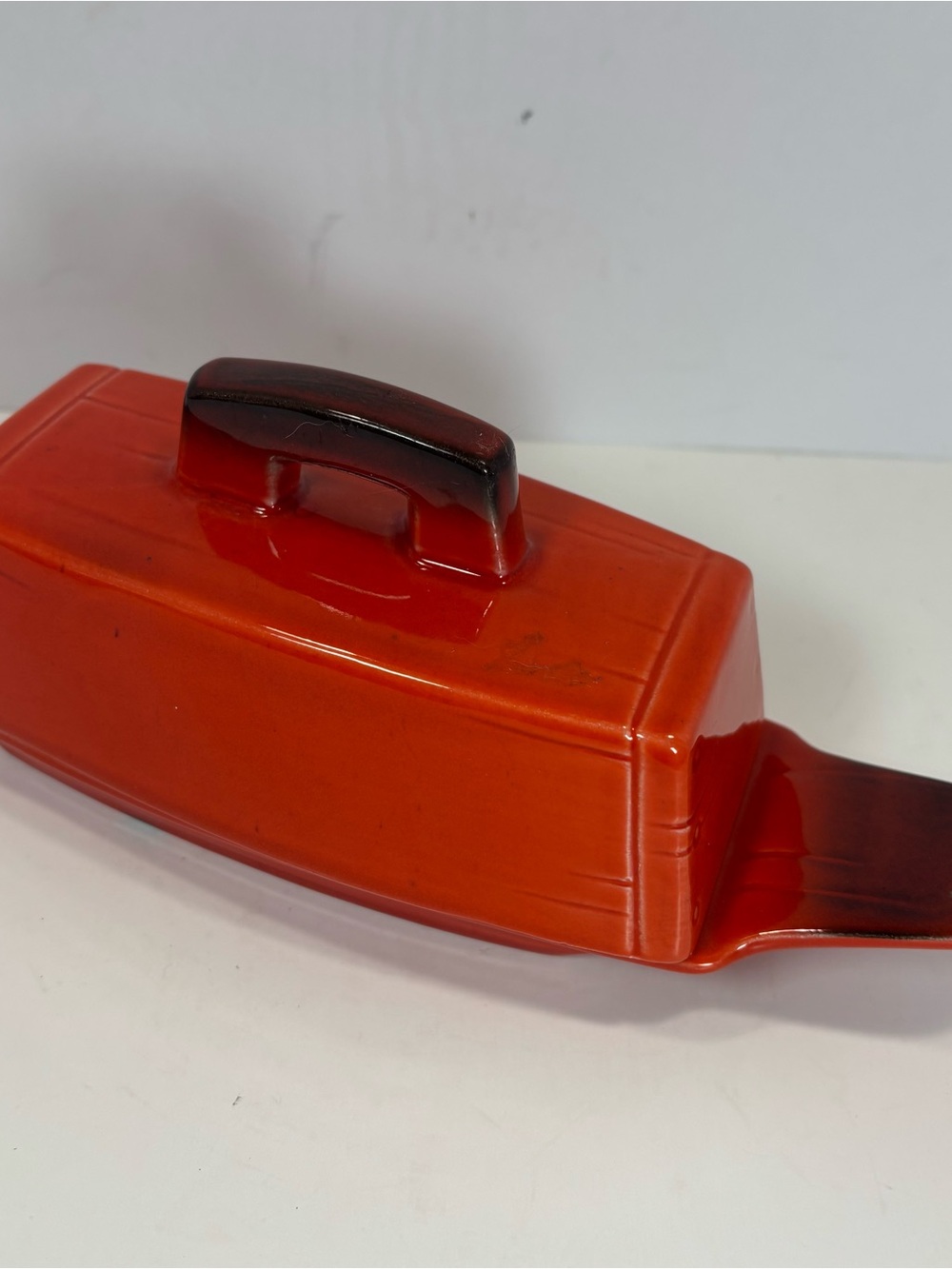 Vintage Metlox Poppytrail Covered Butter Dish Red Rooster Red Ceramic MCM